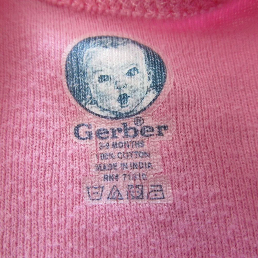 Gerber‎ One Piece Bodysuit Infant Girls Size 3-9M Pink Short Sleeve Floral Cutie